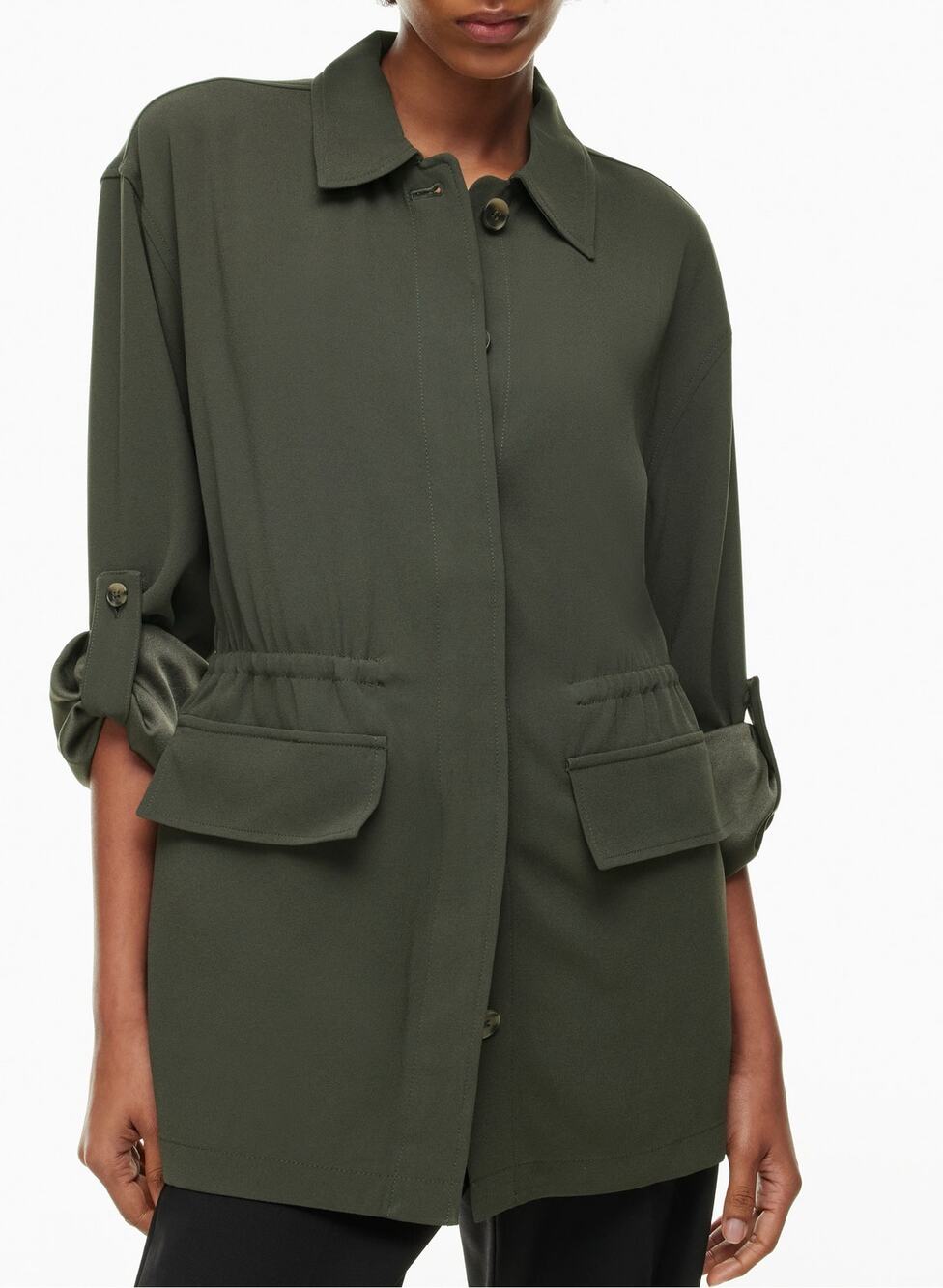 Aritzia Babaton Divest Jacket Green Sz 2XS Oversized Rolled Sleeve Excellent
